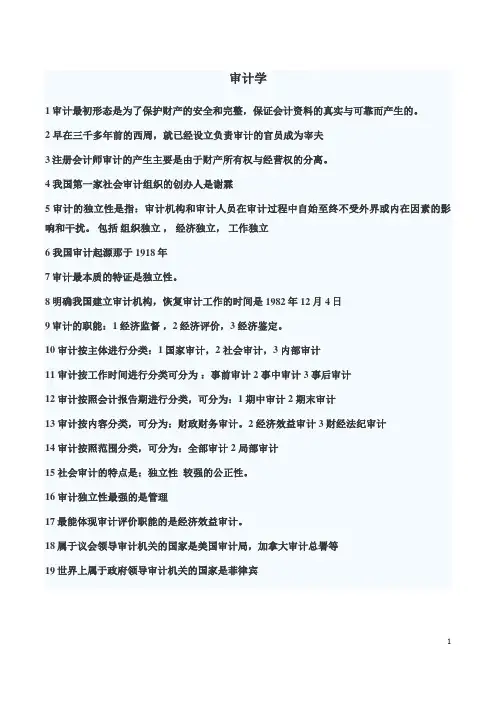 00160审计学名词解释