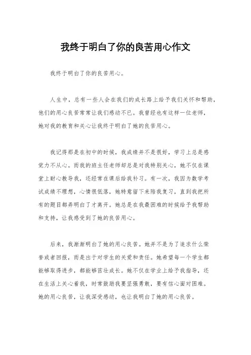 我终于明白了你的良苦用心作文