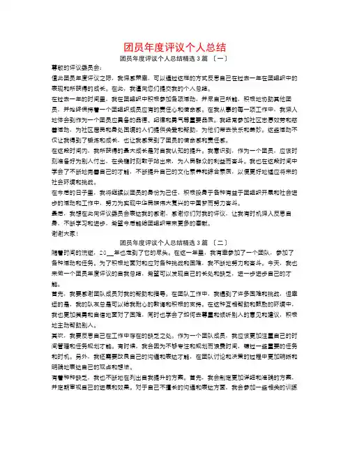 团员年度评议个人总结3篇