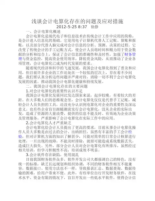 浅谈会计电算化存在的问题及应对措施
