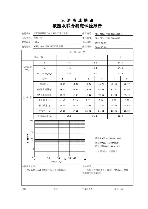 液塑限联合测定试验报告