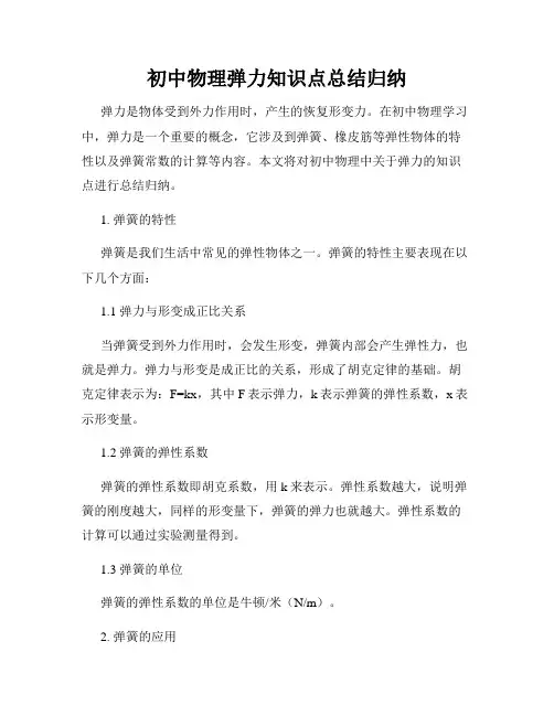 初中物理弹力知识点总结归纳