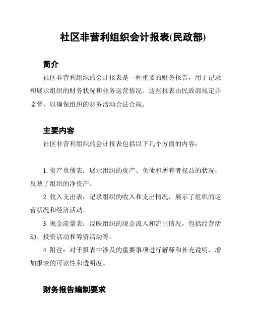 社区非营利组织会计报表(民政部)