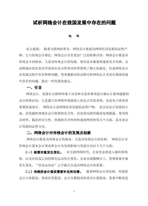 试析网络会计在我国发展中存在的问题