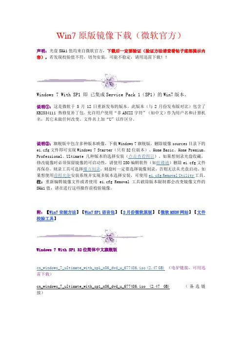 Win7原版镜像下载