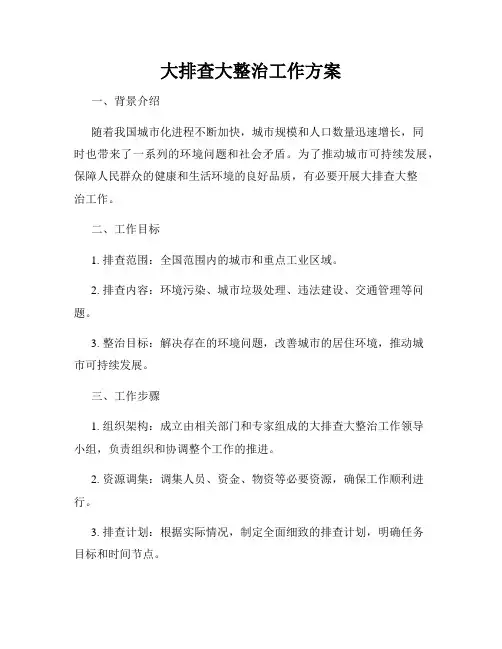 大排查大整治工作方案