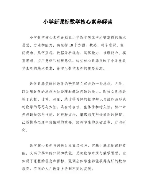 小学新课标数学核心素养解读