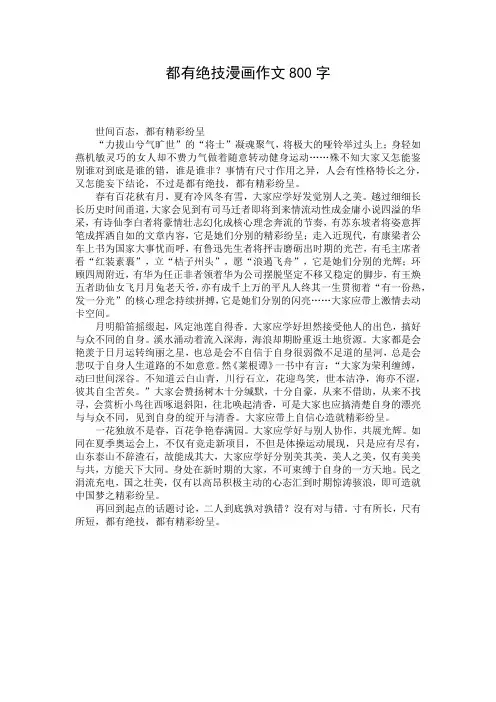 都有绝技漫画作文800字