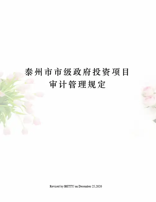 泰州市市级政府投资项目审计管理规定