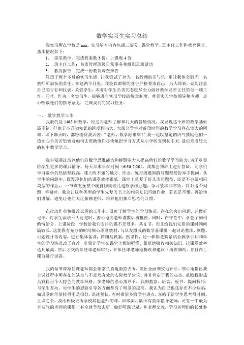 数学实习生实习总结