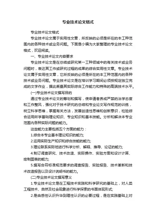 专业技术论文格式