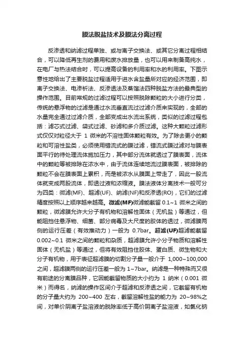 膜法脱盐技术及膜法分离过程
