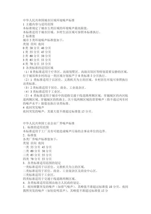 中华人民共和国城市区域环境噪声标准