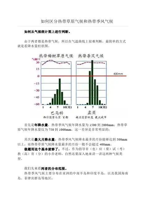 如何区分热带草原气候和热带季风气候