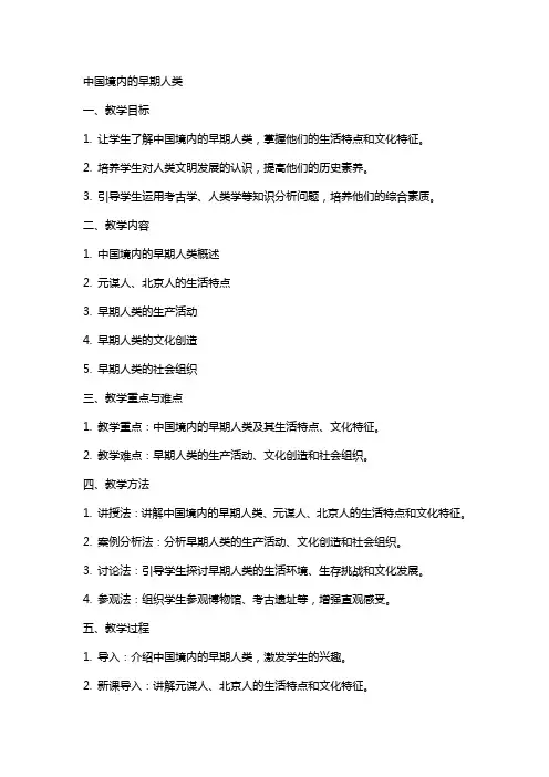 中国境内的早期人类之教案
