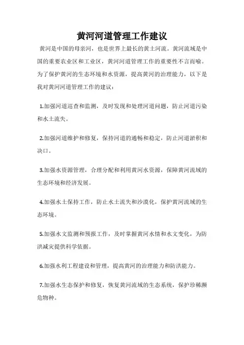 黄河河道管理工作建议