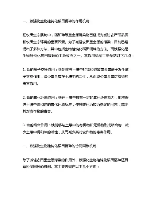 铁强化生物硅钝化稻田镉砷的主导效应和协同固碳机制