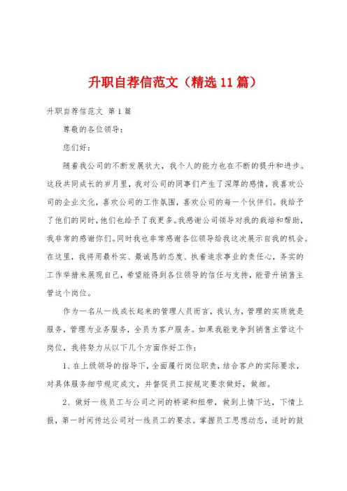 升职自荐信范文(精选11篇)