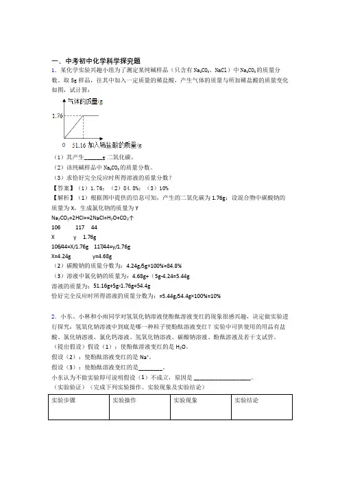 中考化学专题题库∶探究题的综合题附答案解析