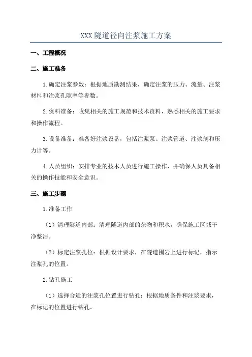 XXX隧道径向注浆施工方案