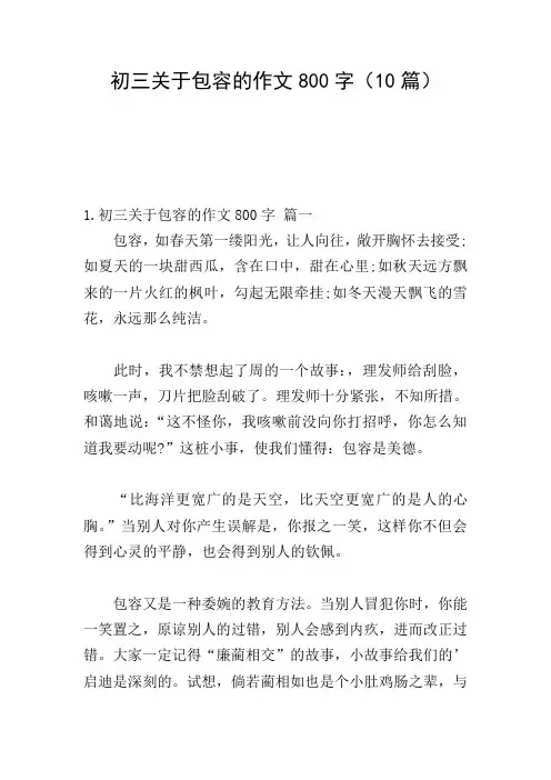 初三关于包容的作文800字(10篇)