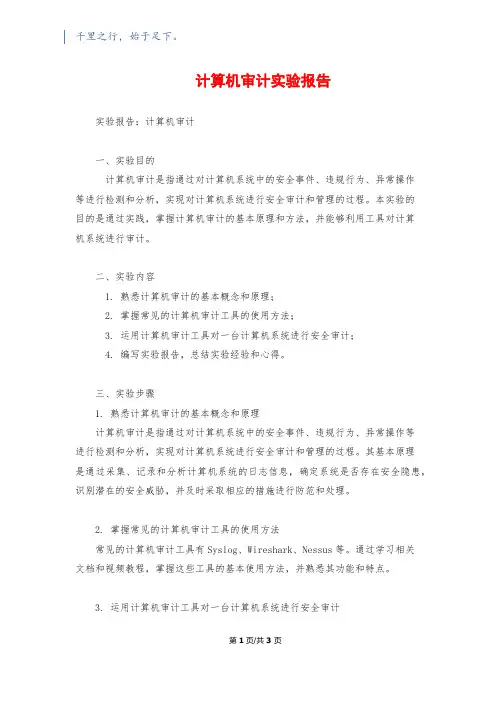计算机审计实验报告