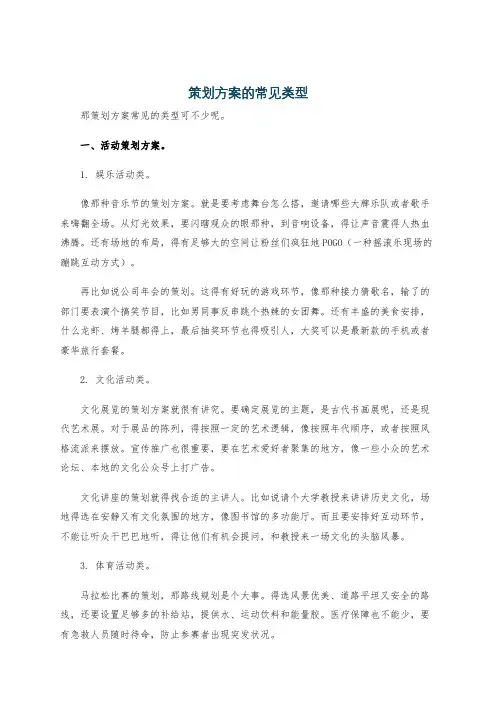 策划方案的常见类型