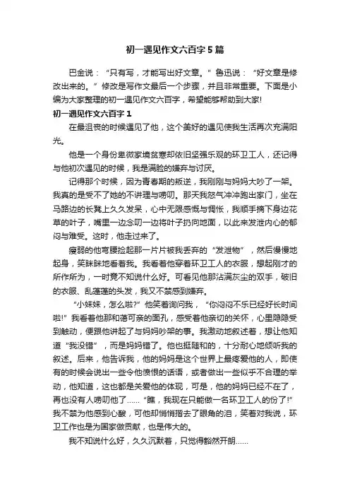 初一遇见作文六百字5篇