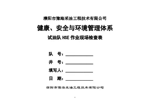 试气队HSE现场检查表
