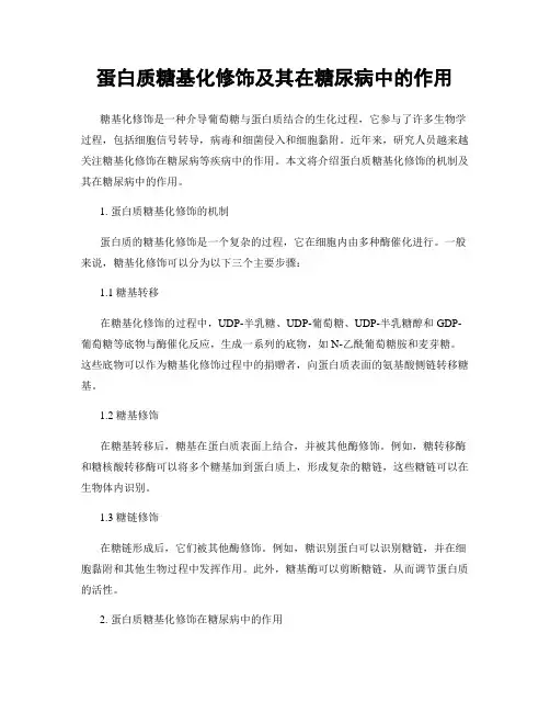 蛋白质糖基化修饰及其在糖尿病中的作用