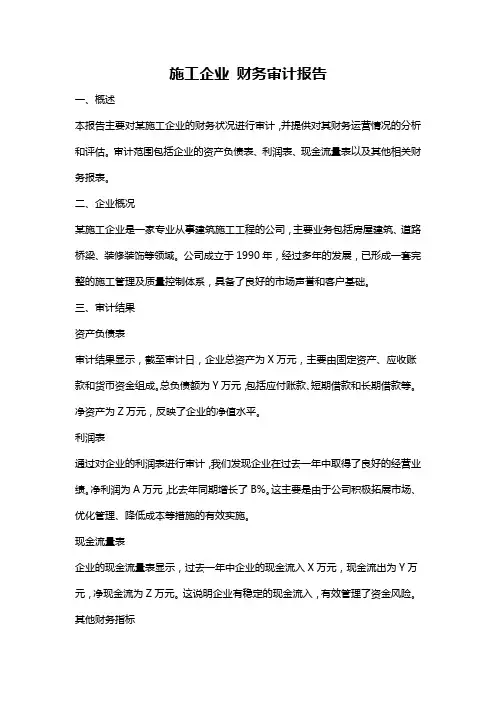 施工企业 财务审计报告