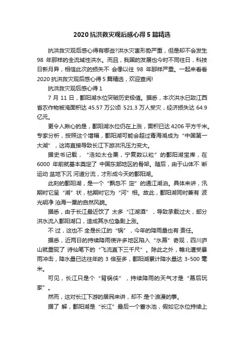 2020抗洪救灾观后感心得5篇精选