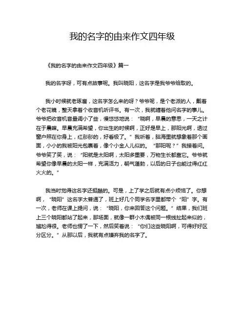 我的名字的由来作文四年级