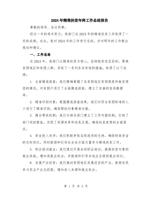 2024年精准扶贫年终工作总结报告