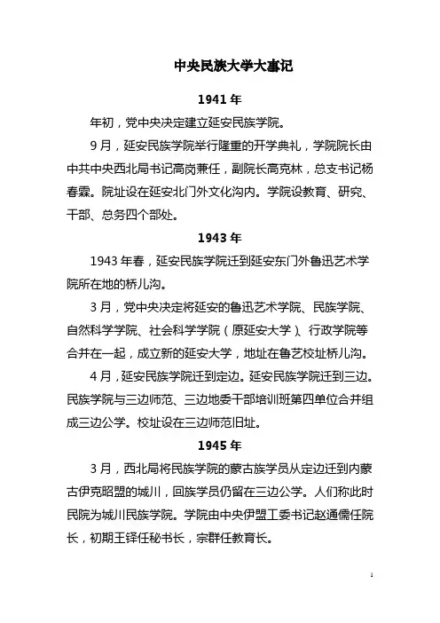 中央民族大学大事记