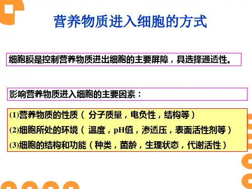 营养物质进入细胞的方式.