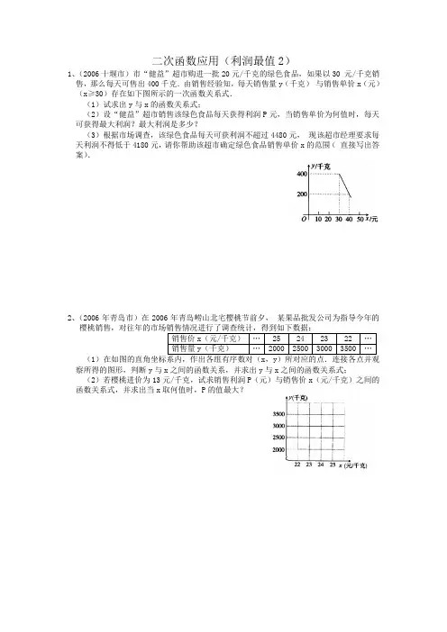 二次函数应用(利润最值1)