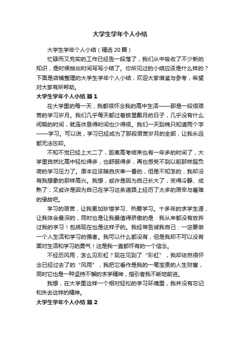 大学生学年个人小结