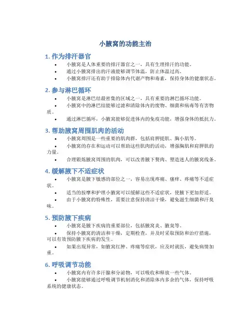 小腋窝的功能主治
