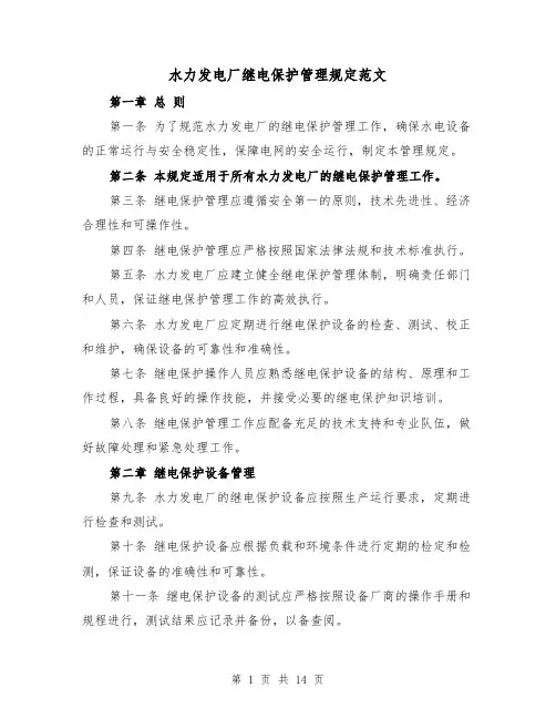 水力发电厂继电保护管理规定范文(4篇)