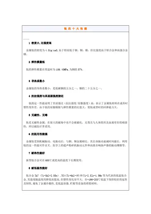 工业纯钛在各种介质中的耐蚀性