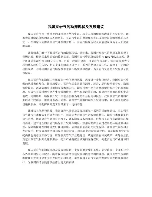 我国页岩气的勘探现状及发展建议