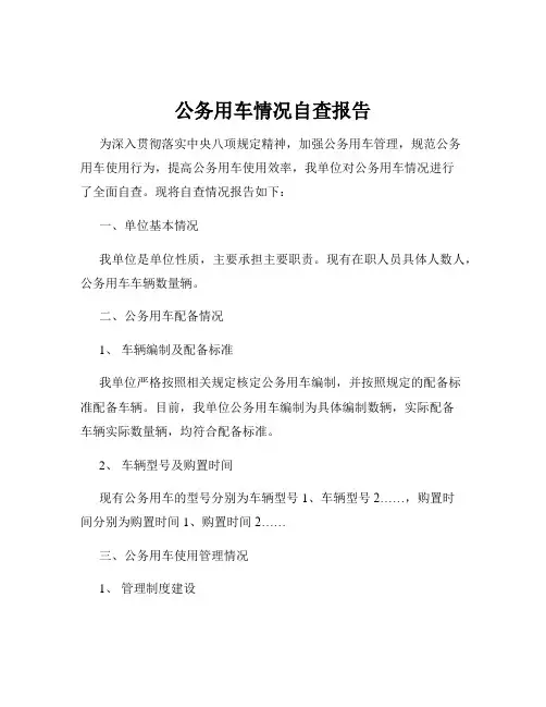公务用车情况自查报告