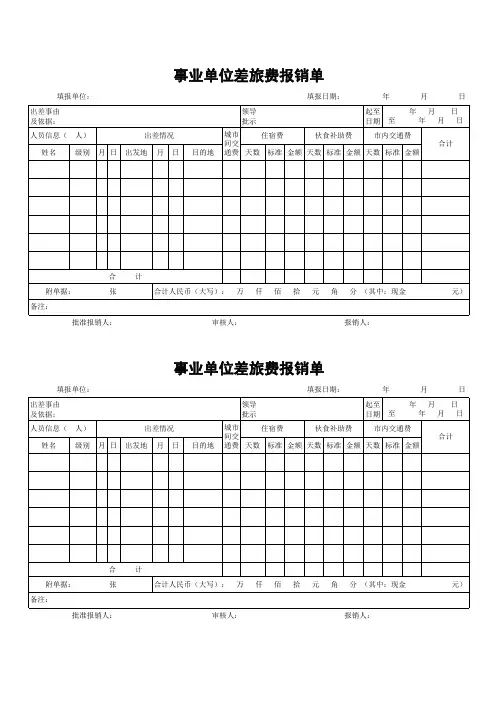 费用报销单模板表格