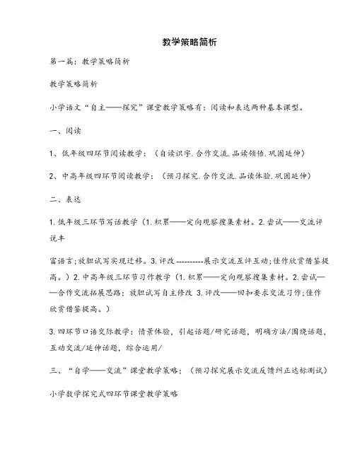 教学策略简析