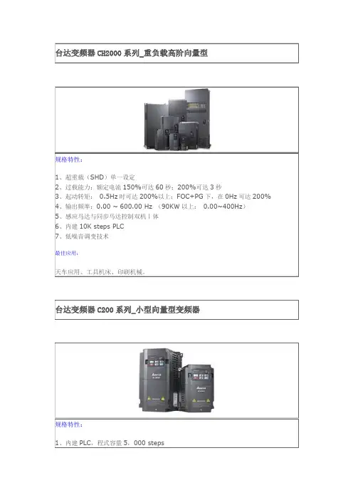 台达变频器选型