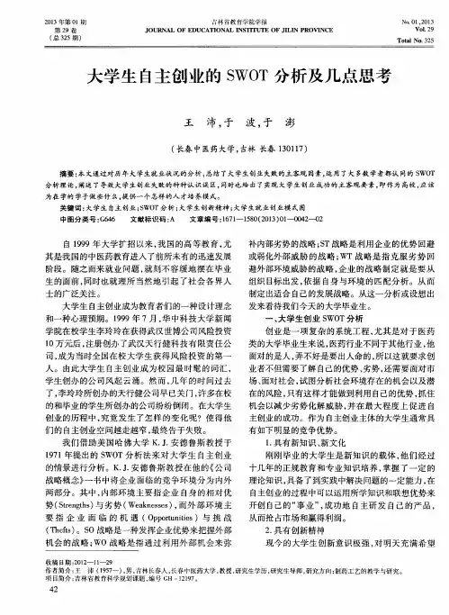 大学生自主创业的SWOT分析及几点思考