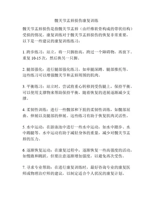 髋关节盂唇损伤康复训练