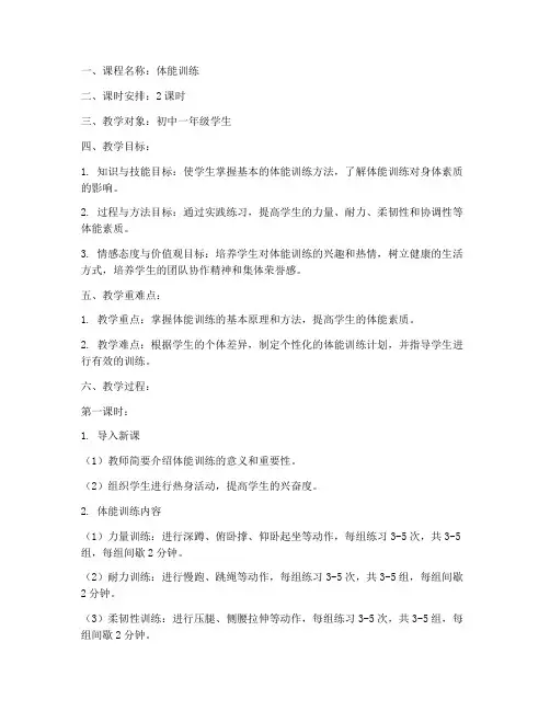 体能训练教案_模板范文