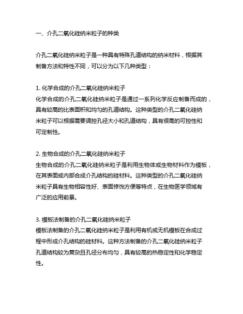 介孔二氧化硅纳米粒子的种类和特点